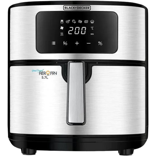 Black+Decker Aerofry 6-in-1 Digital Air Fryer, 1500W, 7.2 Liters, Black and Silver - AF7257