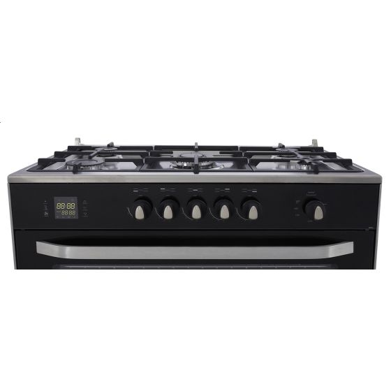 Fresh Hammer Digital Gas Cooker, 5 Burners, Black and Silver - 16937