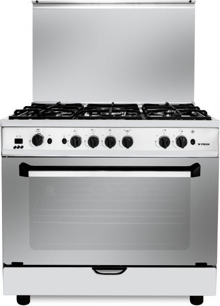 Fresh Plaza Gas Cooker, 5 Burners, Stainless Steel - 500007497