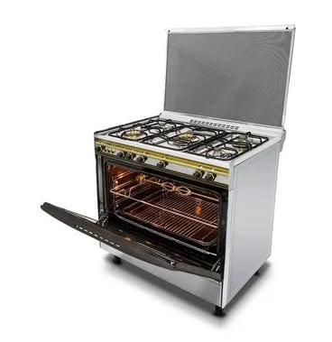 Kiriazi Super Gas Cooker, 5 Burners, Stainless Steel, 90 cm - 8900S
