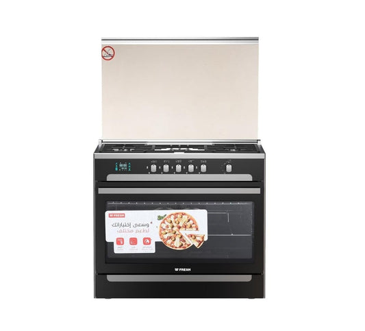 Fresh Matrix Gas Cooker, 5 Burners, Black & Silver - 500016943