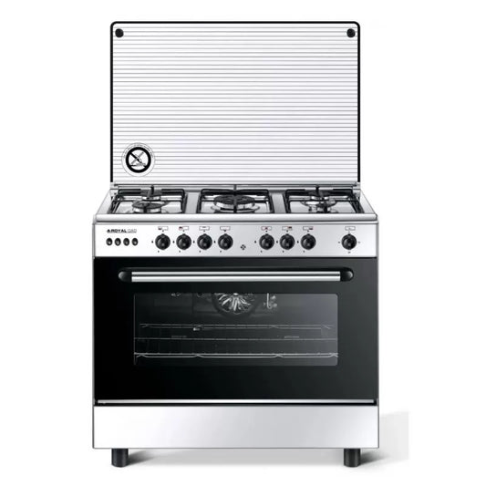 Royal Gas Crysta Gas Cooker, 90*60 cm, 5 Burners, Stainless Steel - 2010327