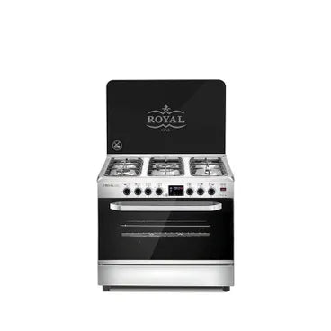 Royal Master Chef Digital Gas Cooker, 5 Burners, 90 cm, Stainless Steel Black - 2010300