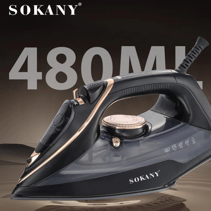 Sokany Steam Iron, 2400 Watt, 480ml, Black And Gold - SK-11006