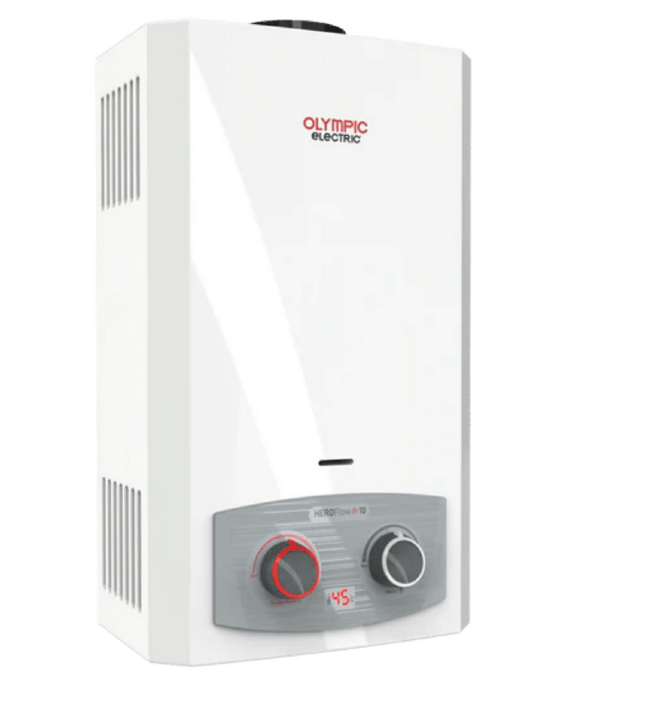 Olympic Electric Hero Flow Gas Water Heater, 10 Liters, White - 945105584