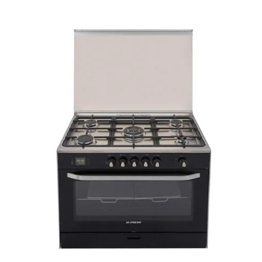 Fresh Hammer Digital Gas Cooker, 5 Burners, Black and Silver - 16937