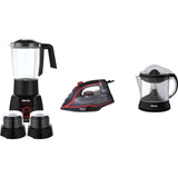 Mienta BIC3000A Bundle, Countertop Blender, 1.75 Liters - BL1361B with Steam Iron, 2200W - SI181438B and Citrus Juicer, 1 Liter - CP10308B
