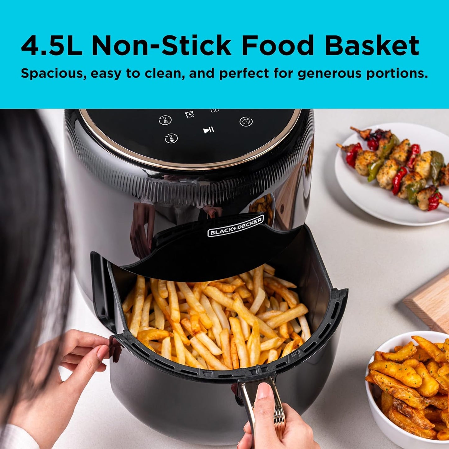 Black+Decker Aerofry Digital Air Fryer, 4.5 Liter, 1500 Watt, Black - AF4510