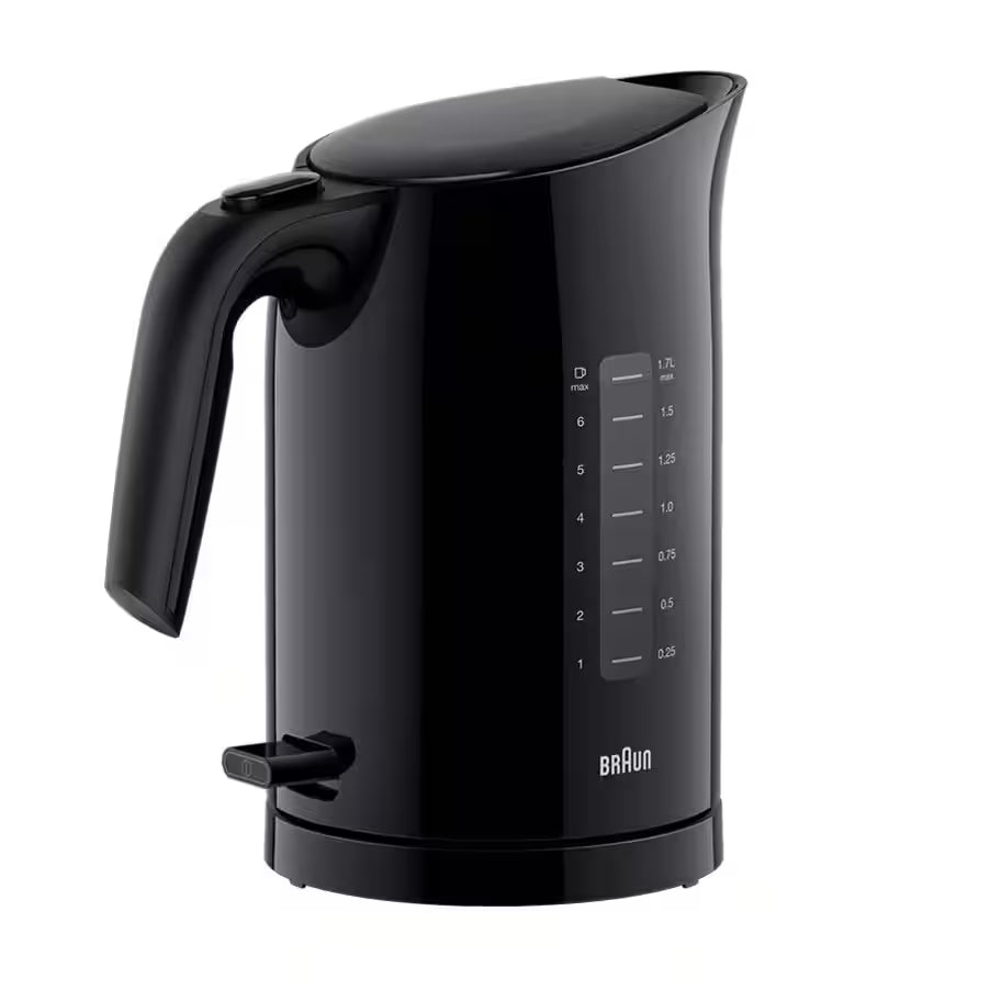 Braun PurEase Electric Kettle, 2200 Watt, 1.7 Liters, Black - WK3100BK