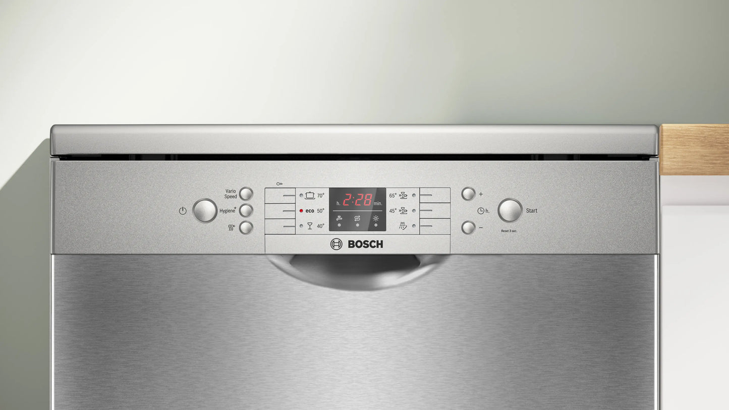 Bosch Series 2 Digital Dishwasher, 13 Place Settings, 6 Programs, Silver Inox- SMS26AI00V