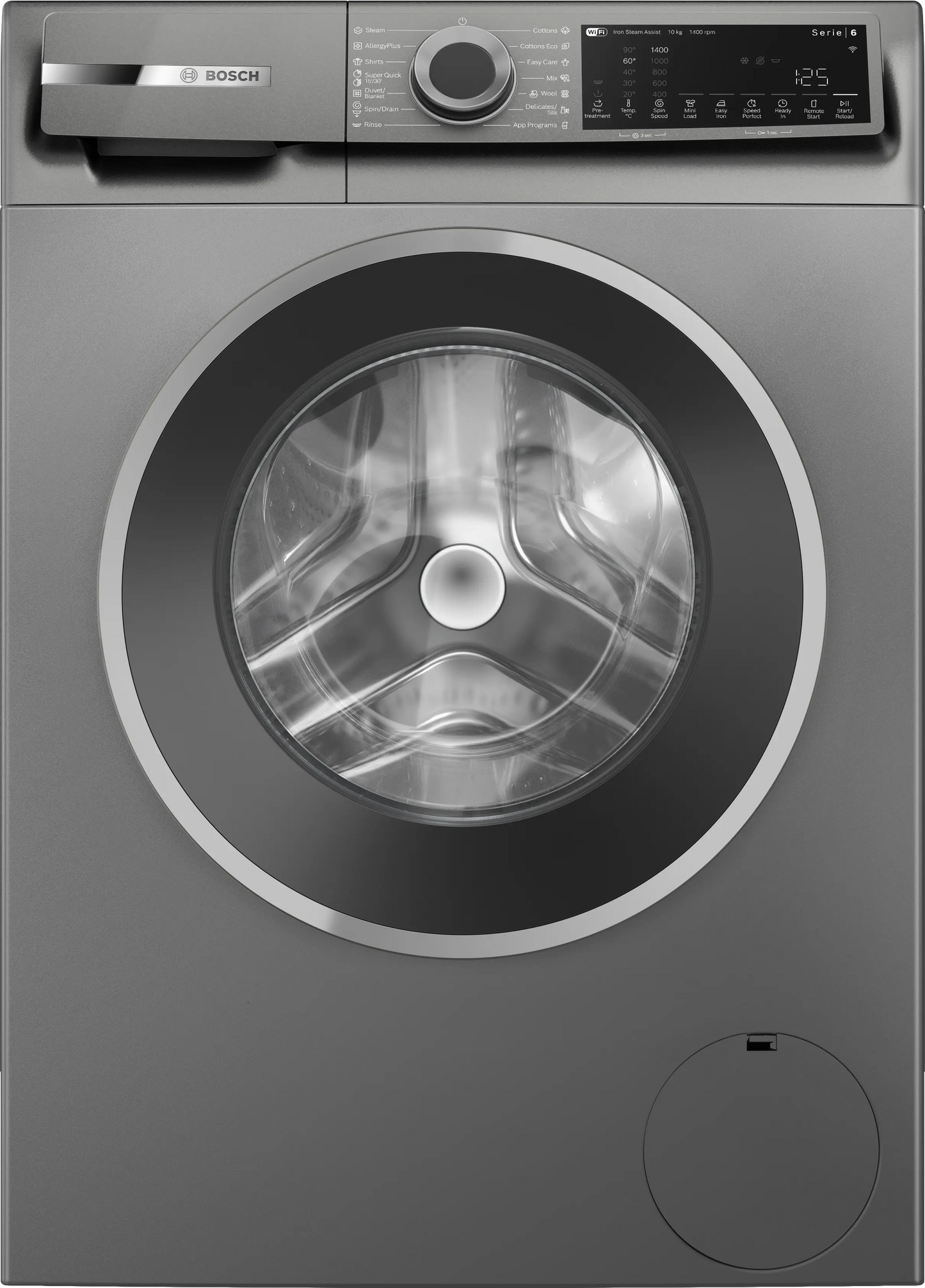 Bosch Series 6 Front Load Washing Machine, 10 kg, With Digital Display, Cast Iron Grey - WGK254ZREG