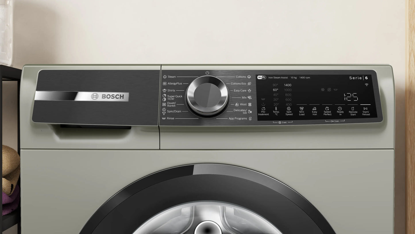 Bosch Series 6 Front Load Washing Machine, 10 Kg, With Digital Display, Silver Inox – WGK254ZXEG