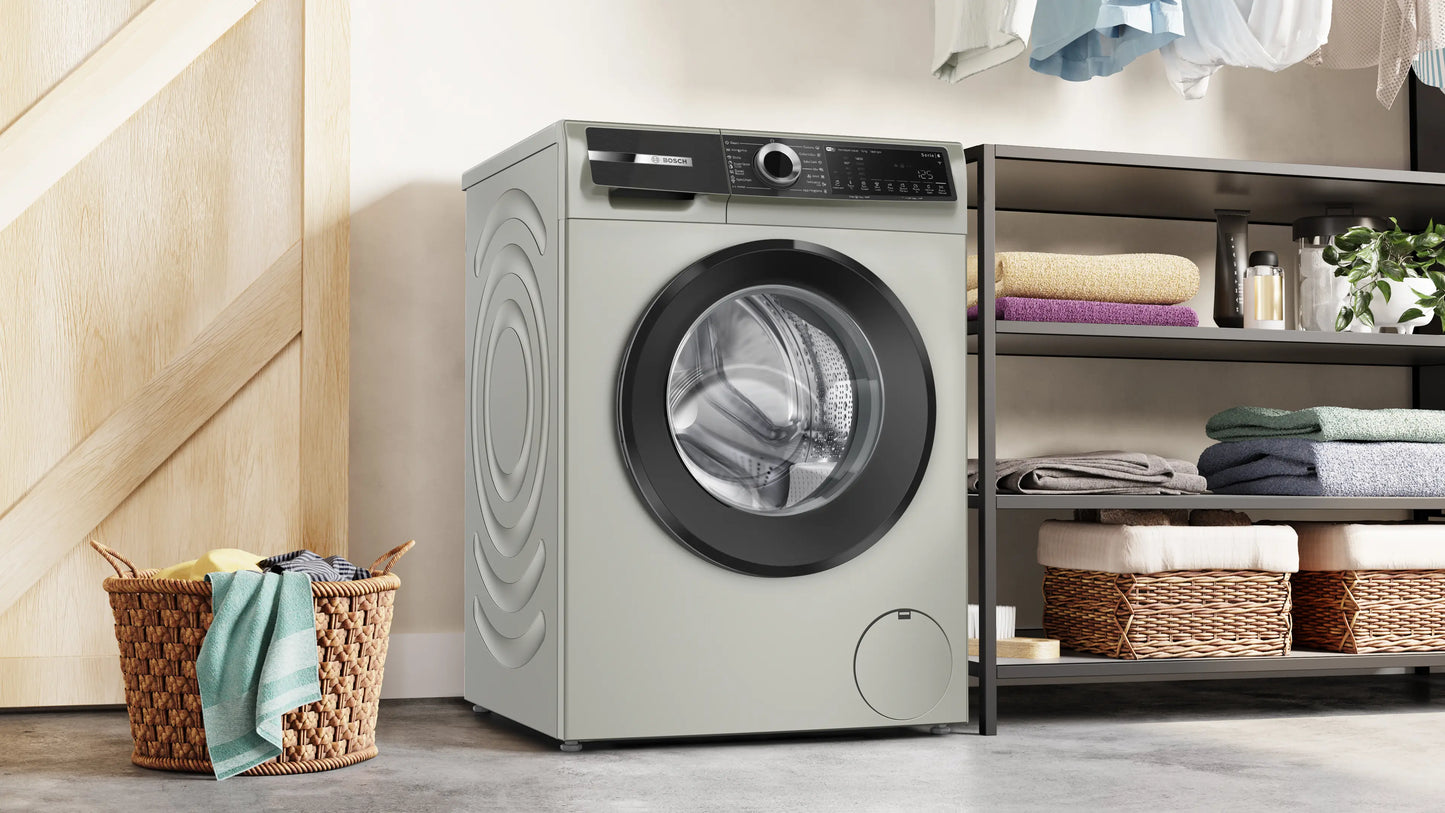 Bosch Series 6 Front Load Washing Machine, 10 Kg, With Digital Display, Silver Inox – WGK254ZXEG