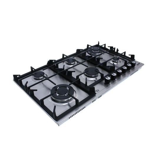 Purity Built In Heavy Duty Gas Hob, 90 cm, 6 Burners, Silver - HPT904S