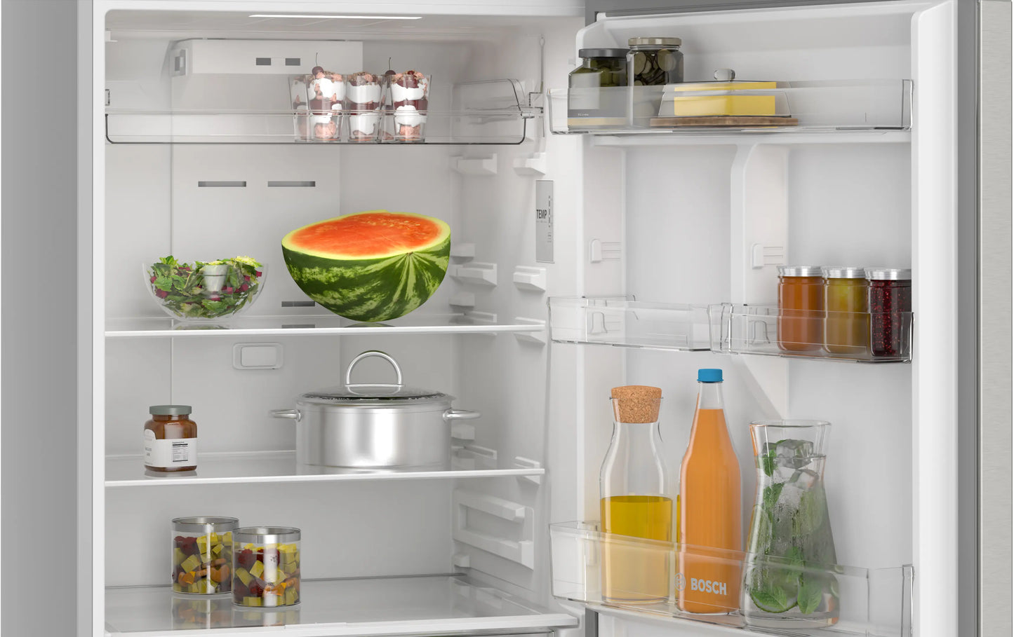 Bosch Series 4 Freestanding No Frost Refrigerator, 413 Liters, Stainless Steel - KDN47NLEE8