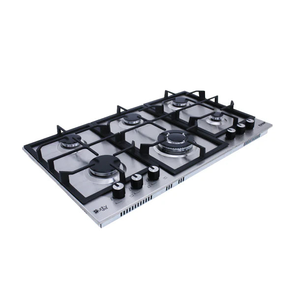 Purity Built In Heavy Duty Gas Hob, 90 cm, 6 Burners, Silver - HPT902S