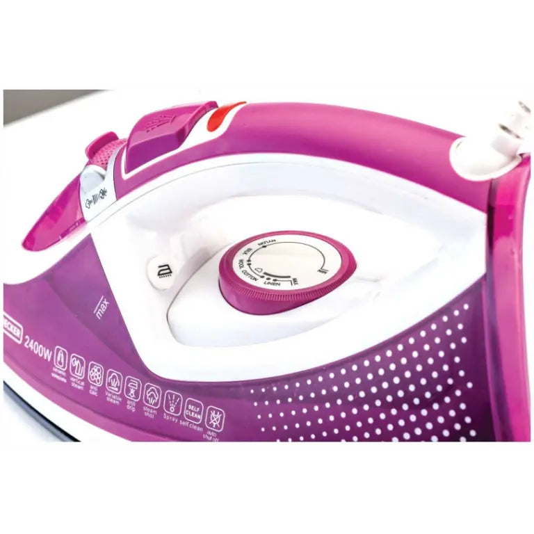 Black+Decker Ceramic Steam Iron, 2400Watt, Purple – X2450