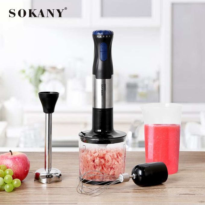 Sokany 4 in 1 Hand Blender Set, 1000 Watt, Black and Silver - SK-1711-4