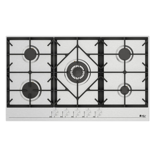 Purity Built In Heavy Duty Gas Hob, 90 cm, 5 Burners, Silver - HPT906S