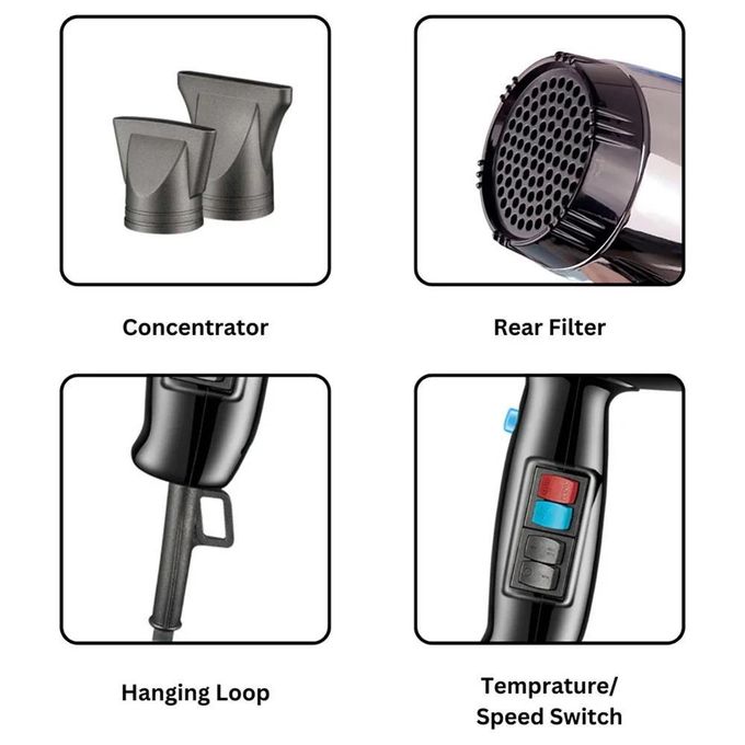 VGR Professional Hair Dryer, 2400 Watt, Multicolor - VGR-466