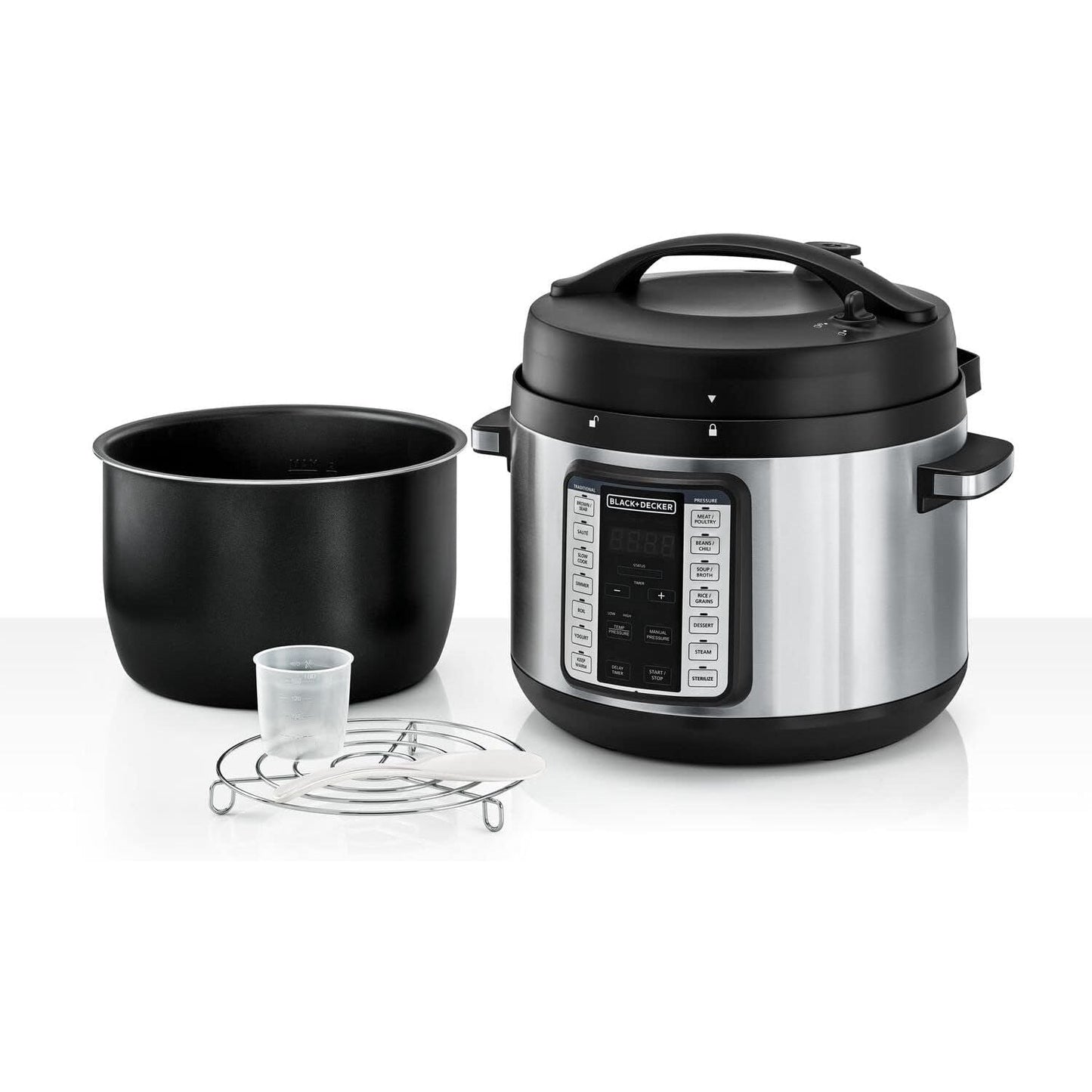 Black+Decker Electric Pressure Cooker, 10 Liters, 1350 Watt, Black and Silver - PCP1010