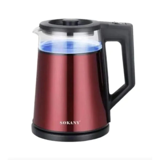 Sokany Electric Kettle, 1.7 Liters, 2000 Watts, Multi Color - SK-1076