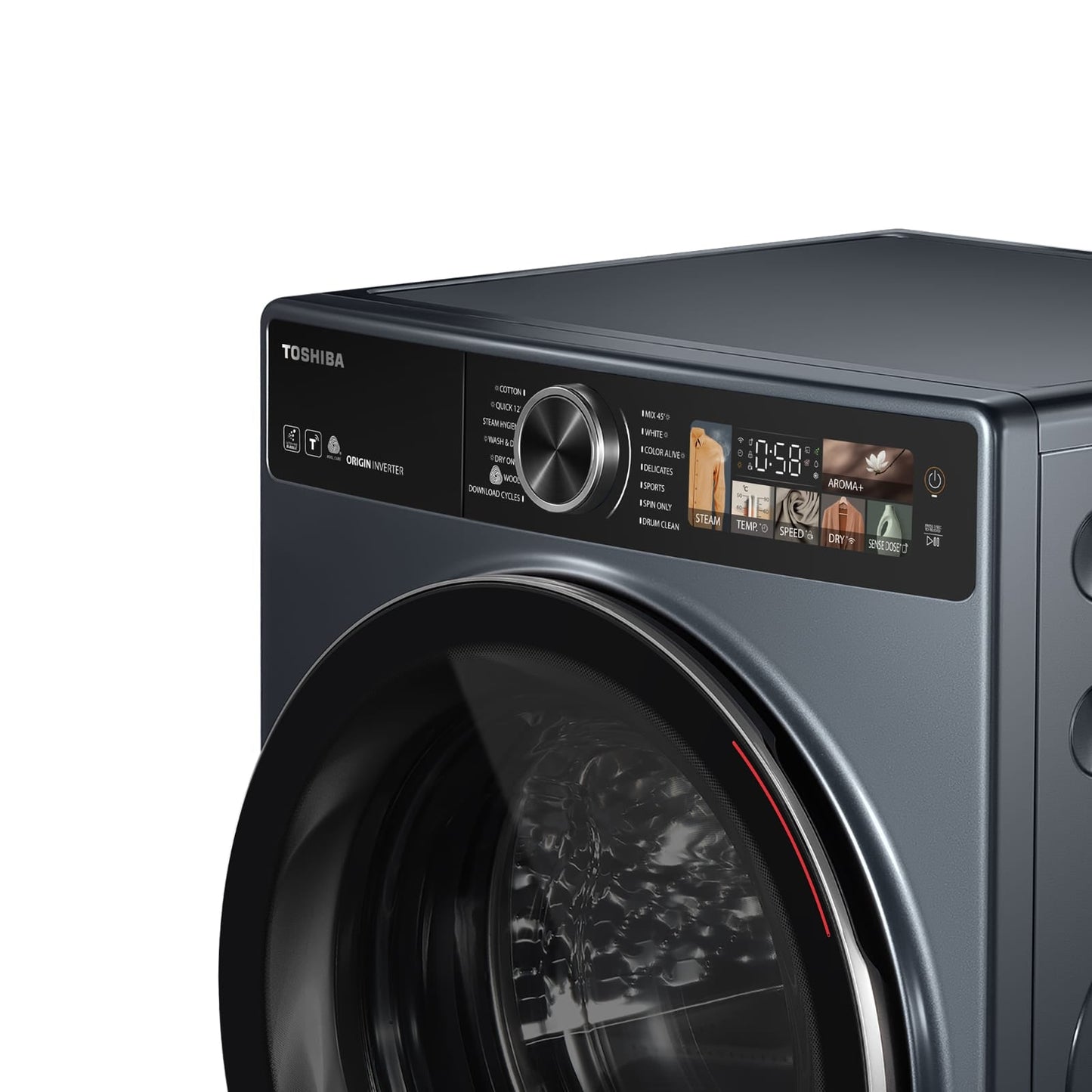 Toshiba T25 Front Load Washing Machine, With Inverter Technology, 10.5 kg, Morandy Grey - TW-T25BZU115MWEG(MG)
