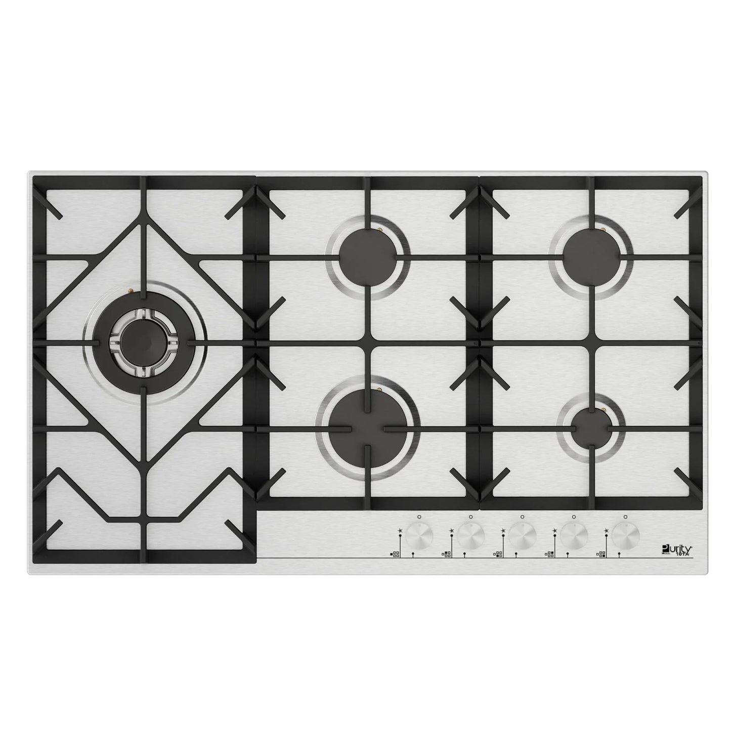Purity Built In Heavy Duty Gas Hob, 90 cm, 5 Burners, Silver - HPT908S