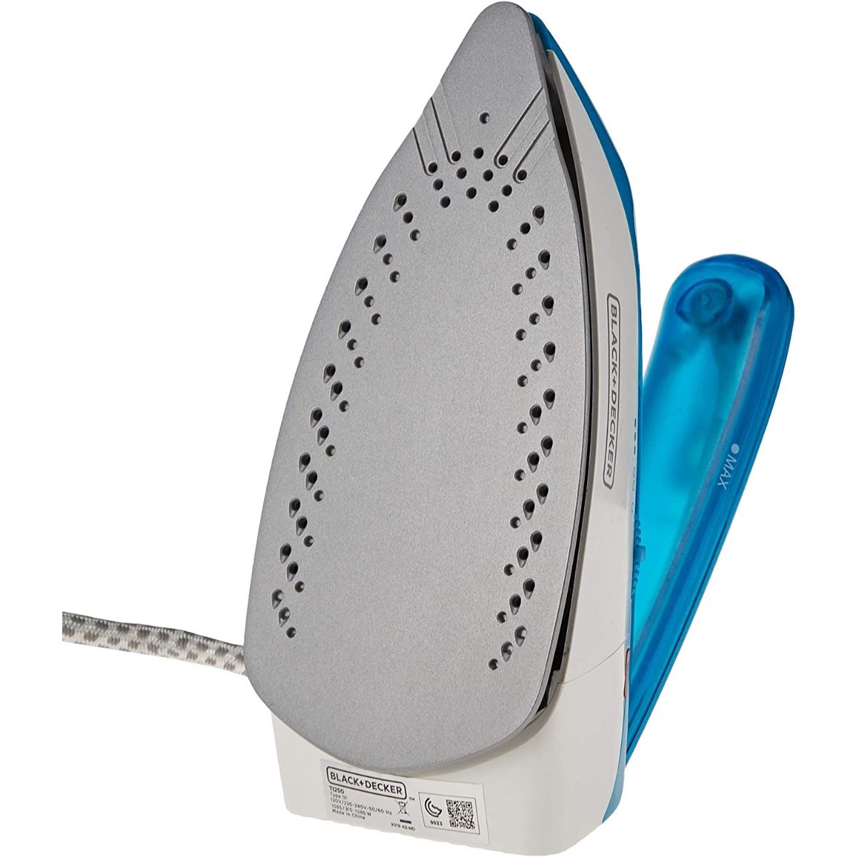 Black + Decker Travel Iron, 1085 Watt, White And Blue - TI250