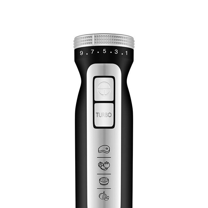 Mienta Turbo Hand Blender with Beaker, 600ml, 1000 Watt, Black and Silver - HB111338A
