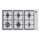 Purity Built In Heavy Duty Grids Gas Hob, 90 cm, 6 Burners, Silver - HPT903S