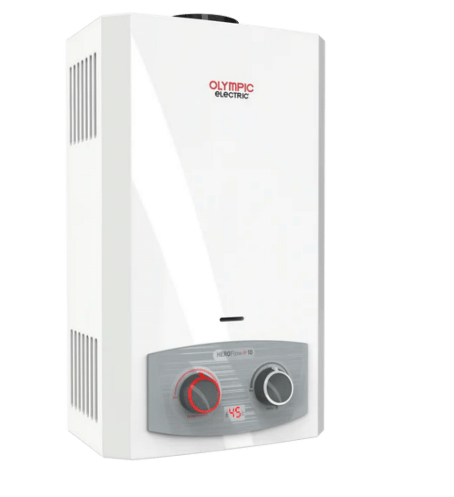 Olympic Electric Hero Flow Gas Water Heater, 10 Liters, White - 945105584