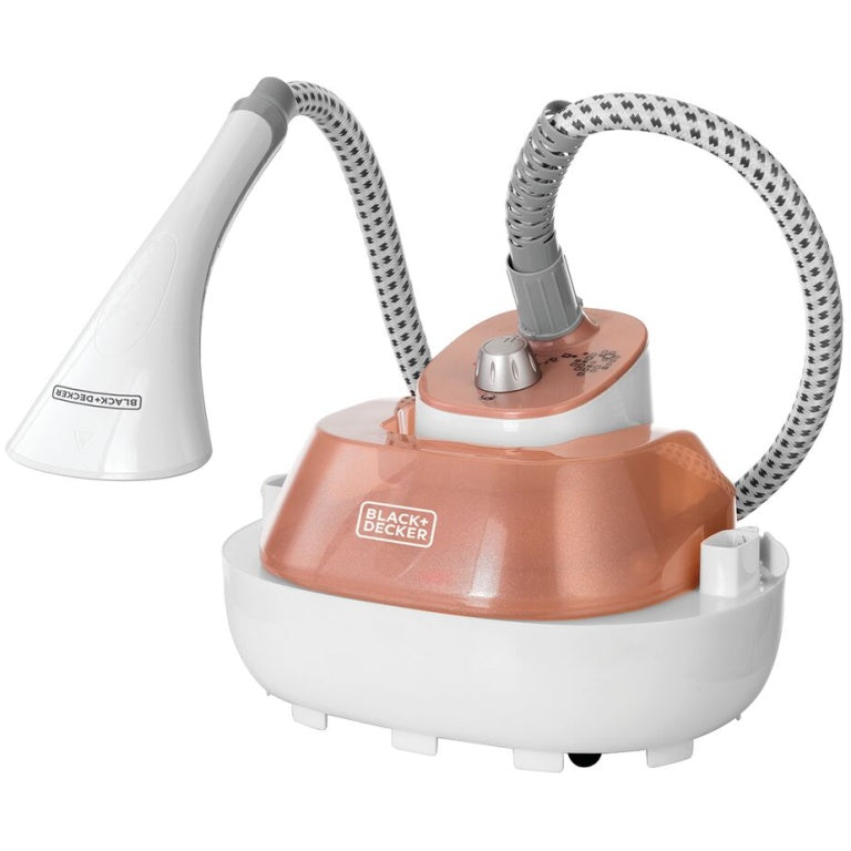 Black+Decker Garment Steamer, 1785 Watt, White and Rose Gold – GSTM2050