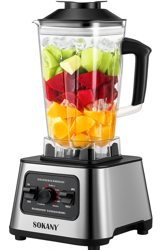 Sokany Countertop Blender, 2.5 Liter, 6000 Watt, Black & Silver - SK-999N