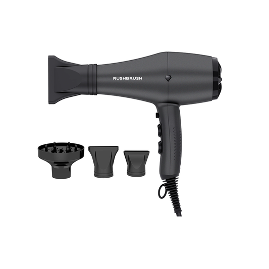 Rush Brush D3 K Hair Dryer with Attachments, 3000 Watt - Black