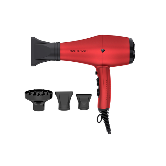 Rush Brush D3 K Hair Dryer with Attachments, 3000 Watt - Red
