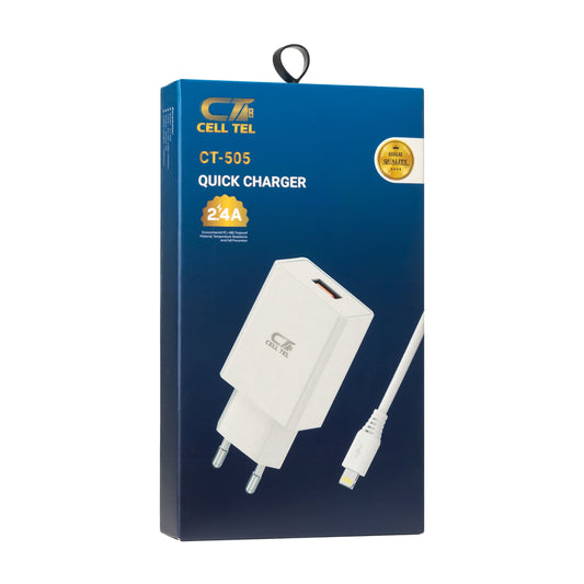 Cell Tel CT-505 Charger Lightning Cable 2.4A Fast Charging