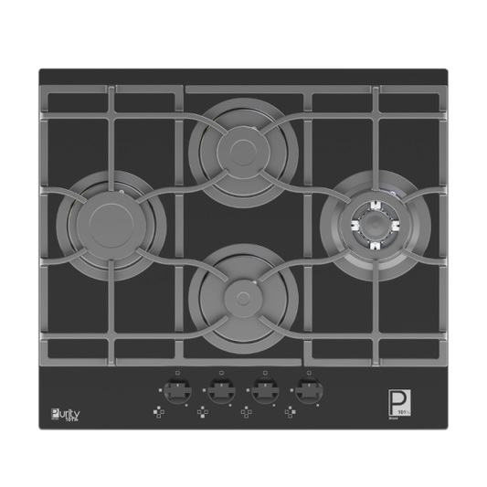 Purity Built In Heavy Duty Grids Gas Hob, 60 cm, 4 Burners, Black - HPT652G