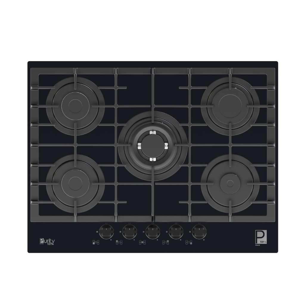 Purity Built In Heavy Duty Grids Gas Hob, 70 cm, 5 Burners, Black - HPT713G