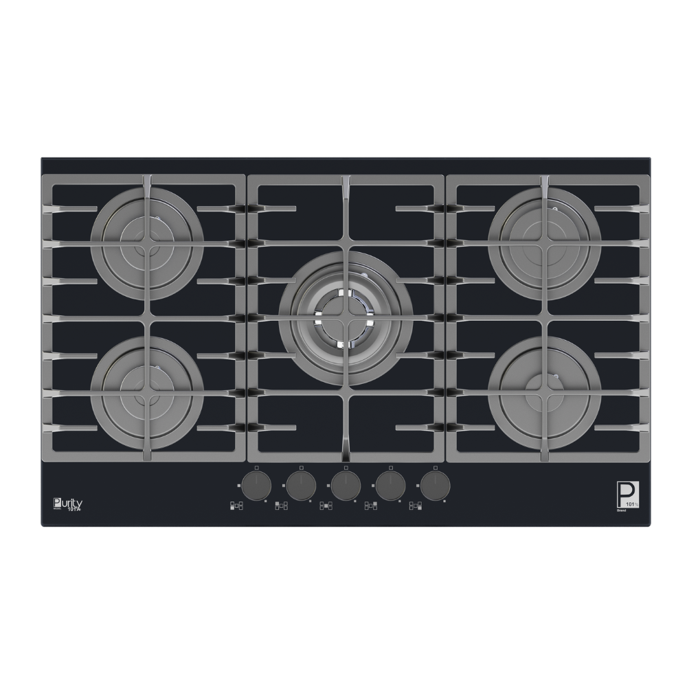 Purity Built In Heavy Duty Gas Hob, 90 cm, 5 Burners, Black - HPT906G