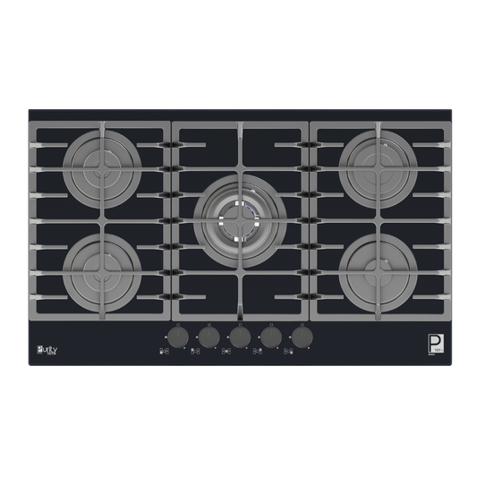 Purity Built In Heavy Duty Gas Hob, 90 cm, 5 Burners, Black - HPT906G
