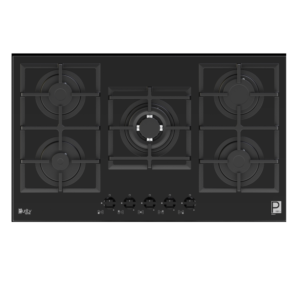 Purity Built In Heavy Duty Gas Hob, 90 cm, 5 Burners, Black - HPT913G
