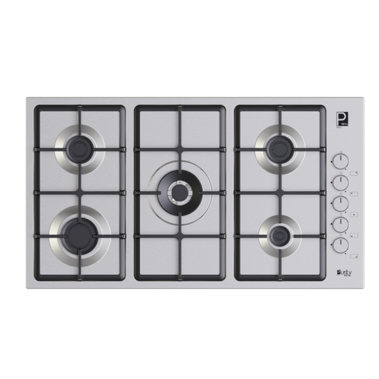 Purity Built In Heavy Duty Gas Hob, 90 cm, 5 Burners, Silver - HPT975S