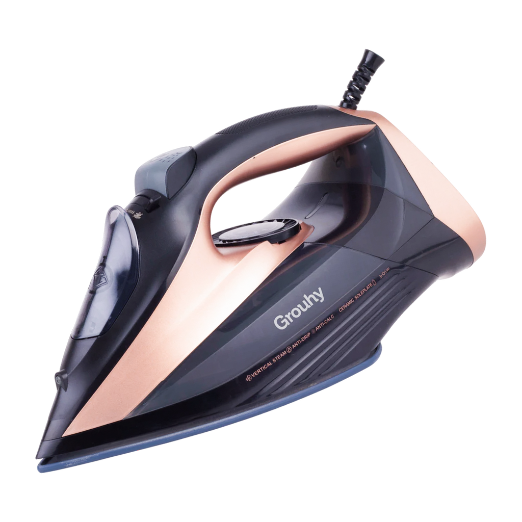 Grouhy Steam Iron, 450ml, 3000 Watt, Black & Gold - GFL2306iP3.0C