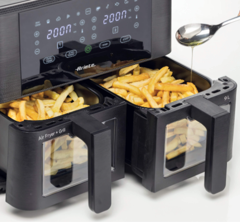 Ariete Digital Air Fryer, 9 Liters , 2400W, Black & Silver - AR-4631