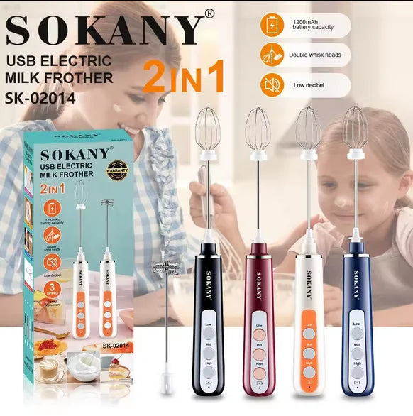 Sokany Rechargeable Hand Mixer 1200 mAh, SK-02014