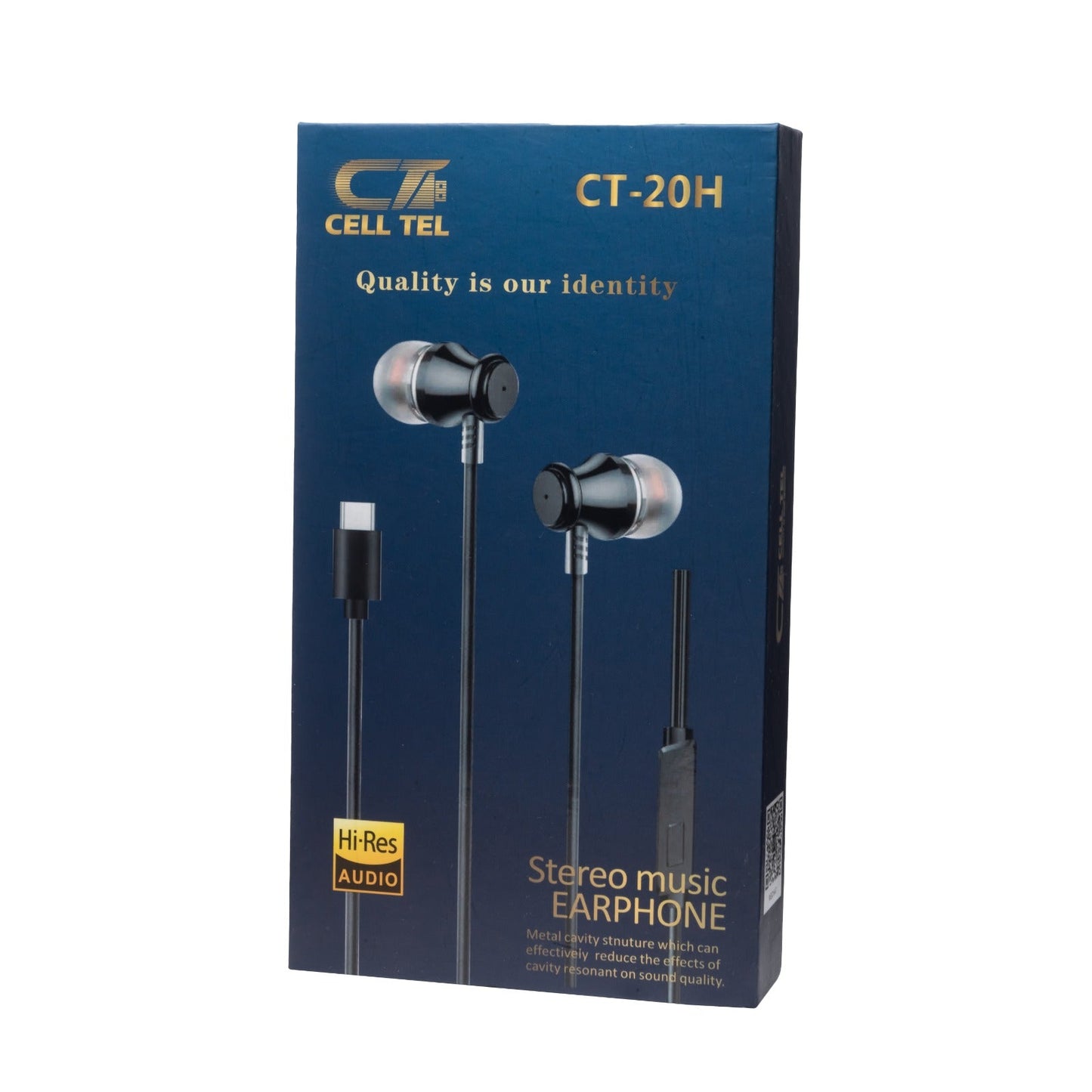 Cell Tel Type-C Stereo Earphone, Black - CT-20H