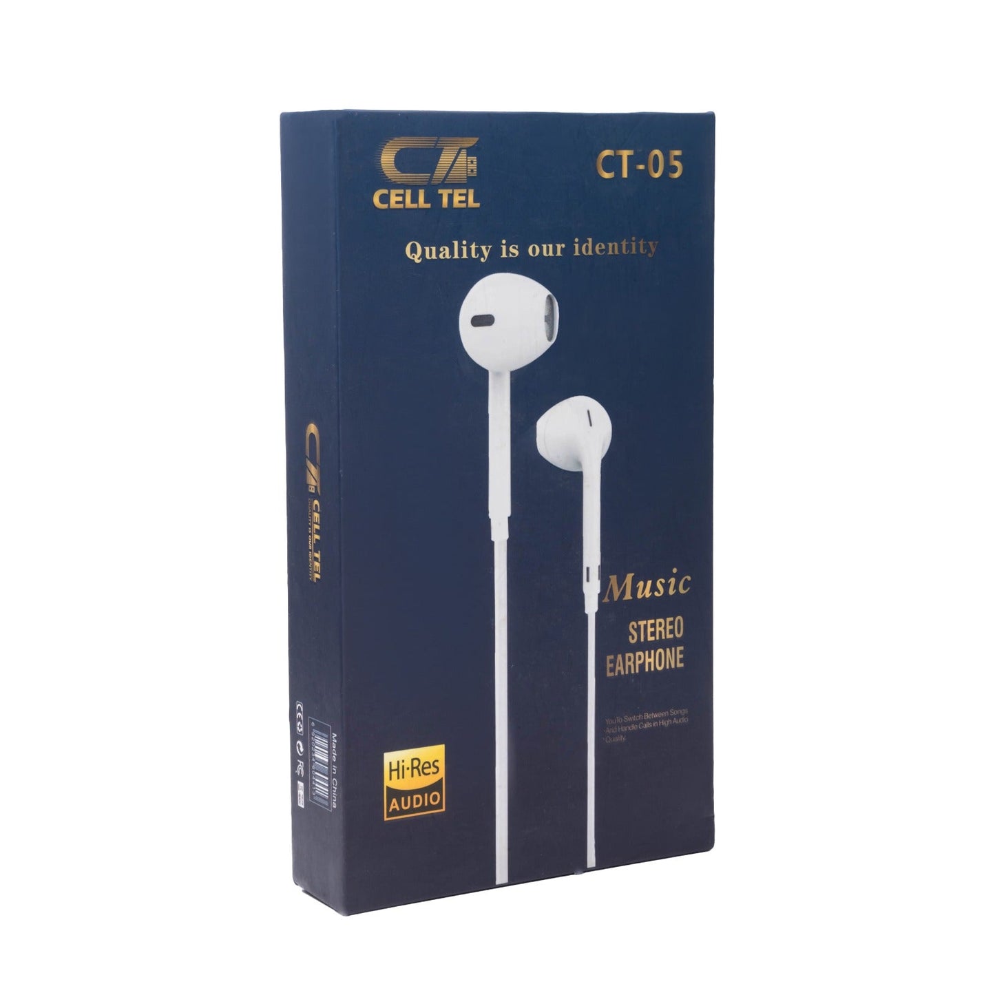 Cell Tel Stereo Earphone, White - CT-05