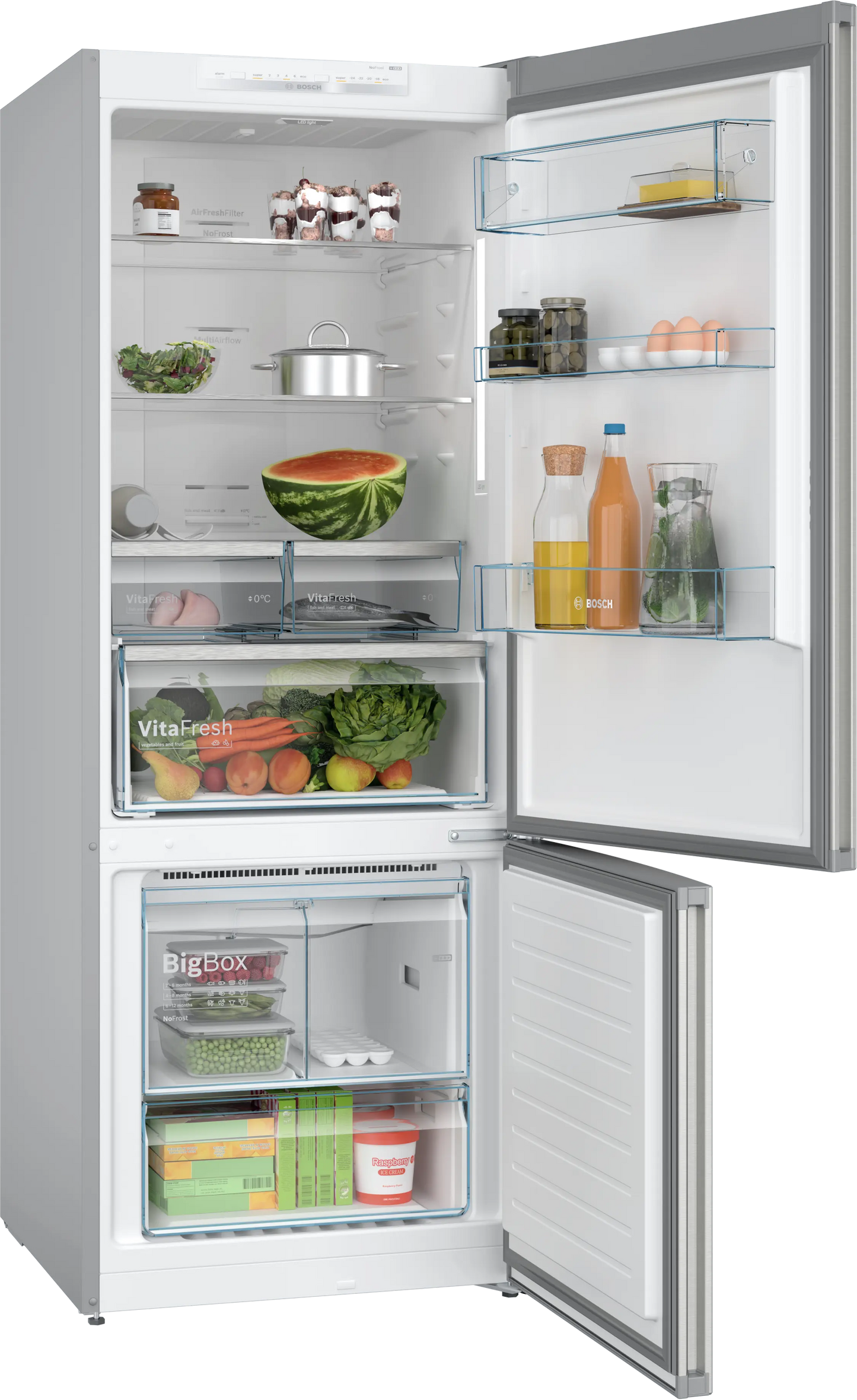 Bosch Series 4 NoFrost Bottom Freezer Refrigerator, 483 Liters, Silver - KGN55VI2E9