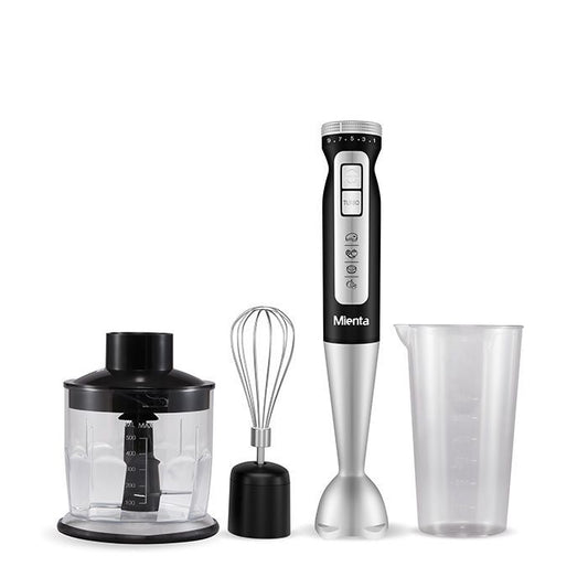 Mienta Turbo Plus Hand Blender With Attachments, 600ml, 1000 Watt, Black and Silver - HB111438A